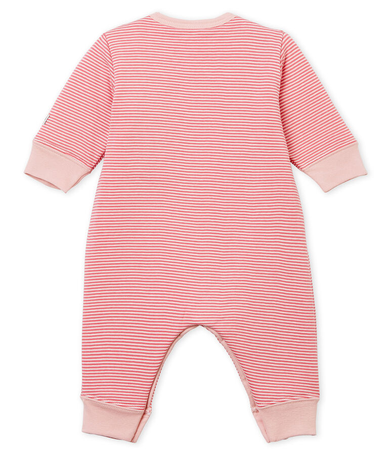 Pijama de beb&eacute; sin pies en t&uacute;bico para ni&ntilde;o rosa/blanco