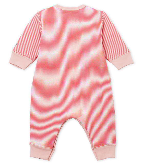 Pijama de bebé sin pies en túbico para niño rosa CHEEK/blanco MARSHMALLOW