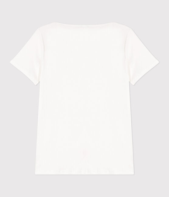 Camiseta icónica de mujer con cuello almirante de algodón  blanco ECUME