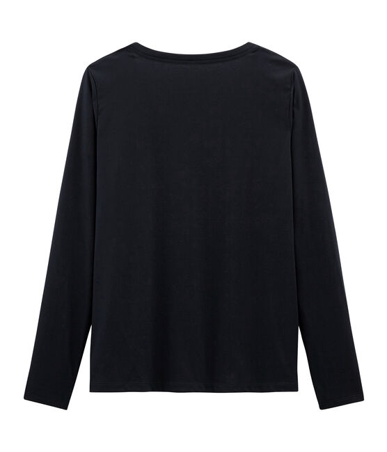 Camiseta manga larga de algodón Sea Island para mujer azul MARINE