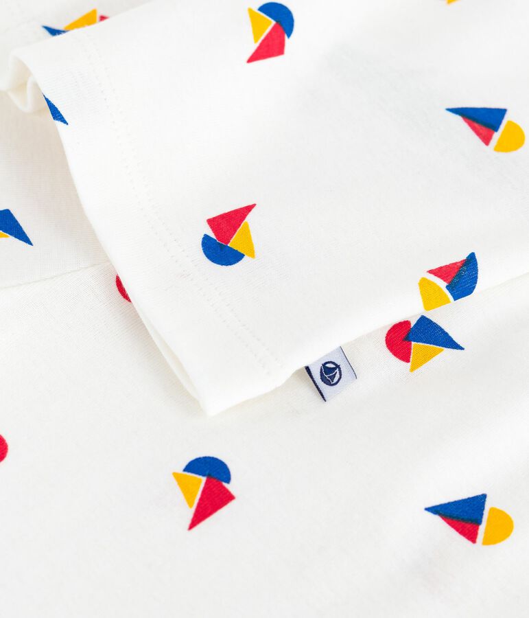 Pijama infantil abotonado de algod&oacute;n estampado blanco/azul/multicolor