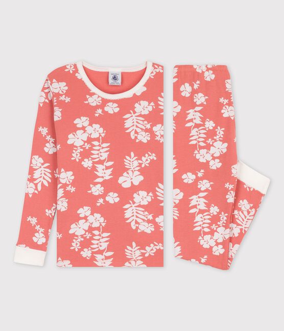 Pijama snugfit hawaiano de algodón de niña rosa PAPAYE/ MARSHMALLOW
