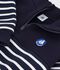 Sudadera infantil de algod&oacute;n a rayas con cremallera en el cuello azul/blanco