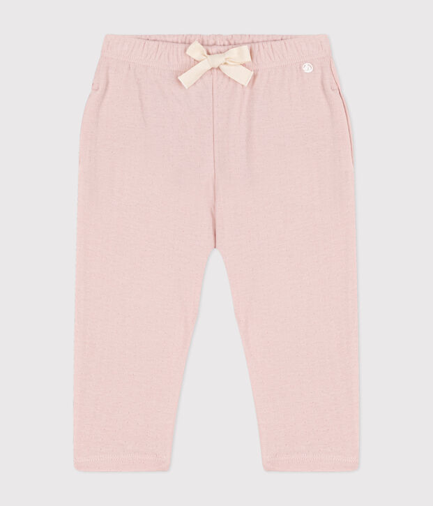 Pantal&oacute;n de t&uacute;bico liso para beb&eacute; rosa