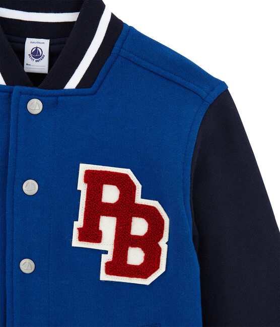 Chaqueta teddy para niño en muletón forrado azul LIMOGES/azul SMOKING