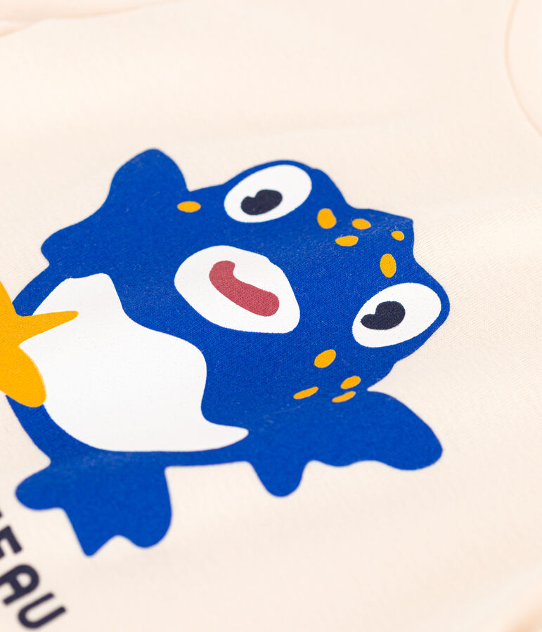 Camiseta estampada de algod&oacute;n para ni&ntilde;a crudo