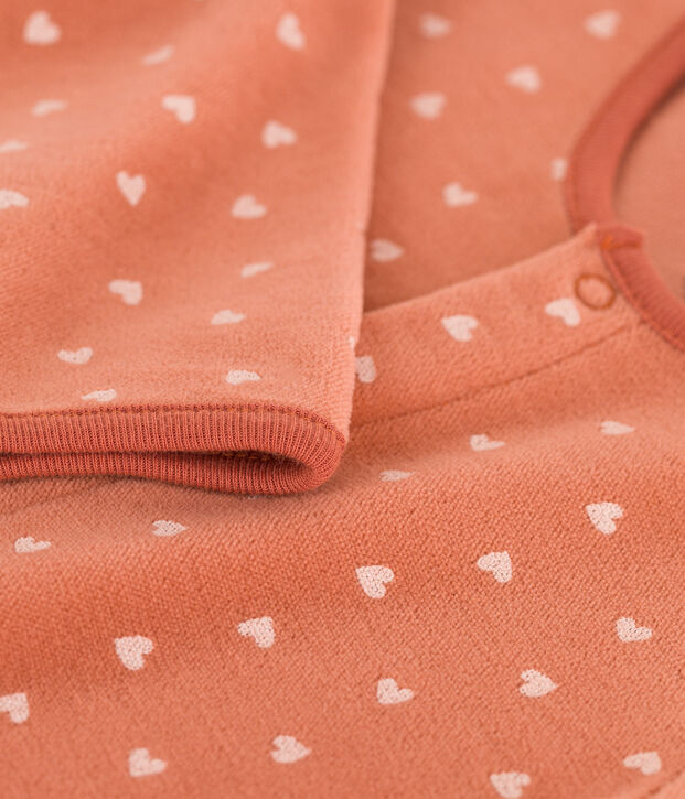 Pelele de terciopelo estampado para beb&eacute; rosa/crudo