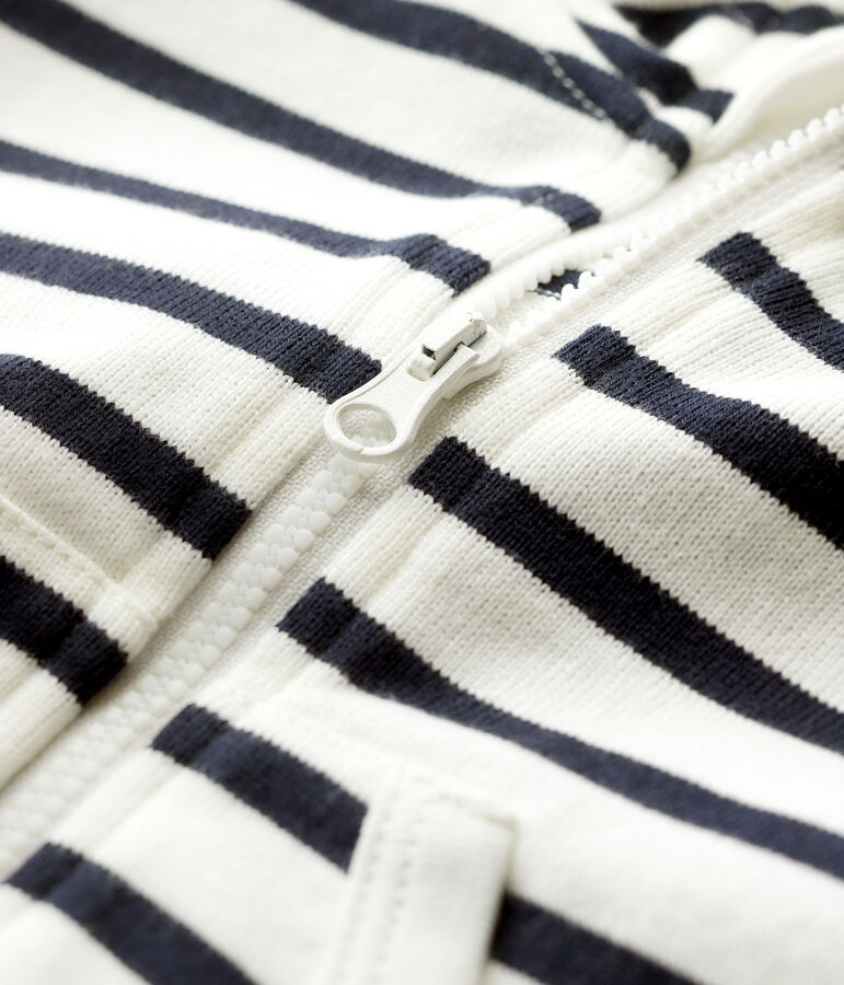 Sudadera con capucha de punto de beb&eacute; ni&ntilde;o blanco MARSHMALLOW/azul SMOKING