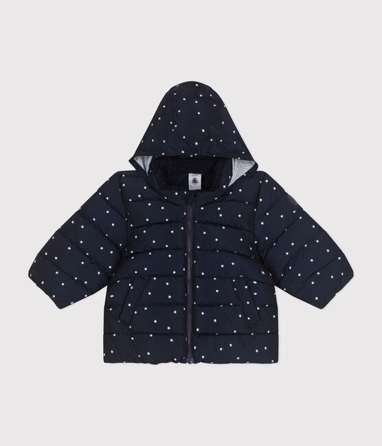 Plumífero estampado con capucha plegable para bebé azul SMOKING/blanco MARSHMALLOW