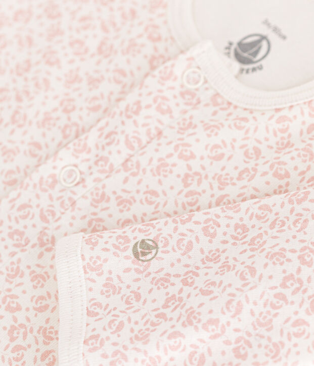 Bodyjama sin pies de algod&oacute;n blanco/rosa