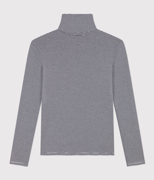 Camiseta Iconique de cuello vuelto de algod&oacute;n para mujer azul/blanco