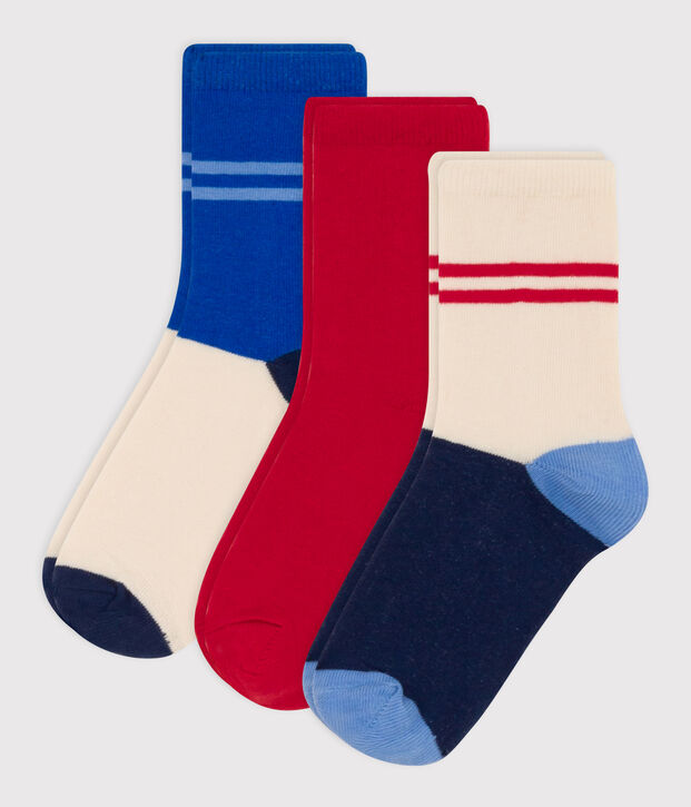 Juego de 3 pares de calcetines de punto de algod&oacute;n para ni&ntilde;os multicolor