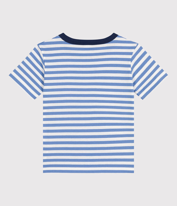 Camiseta a rayas de jersey ligero para ni&ntilde;o azul/blanco