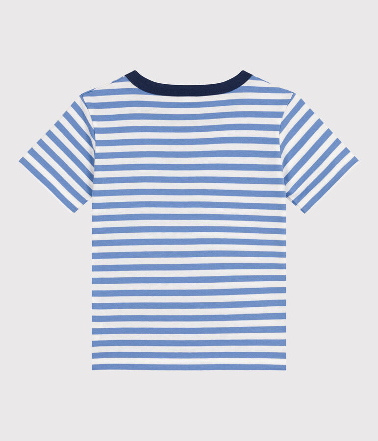Camiseta a rayas de jersey ligero para ni&ntilde;o azul/blanco