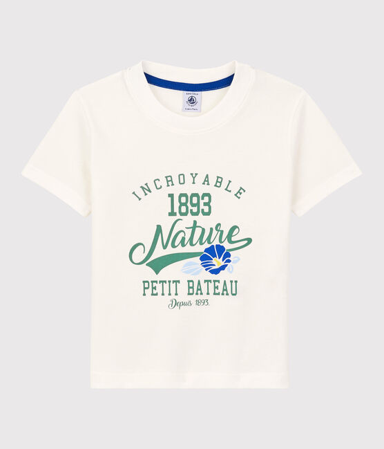 Camiseta de manga corta de punto de niño blanco MARSHMALLOW