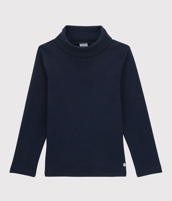 Prenda de cuello de cisne de algodón de niña/niño azul SMOKING