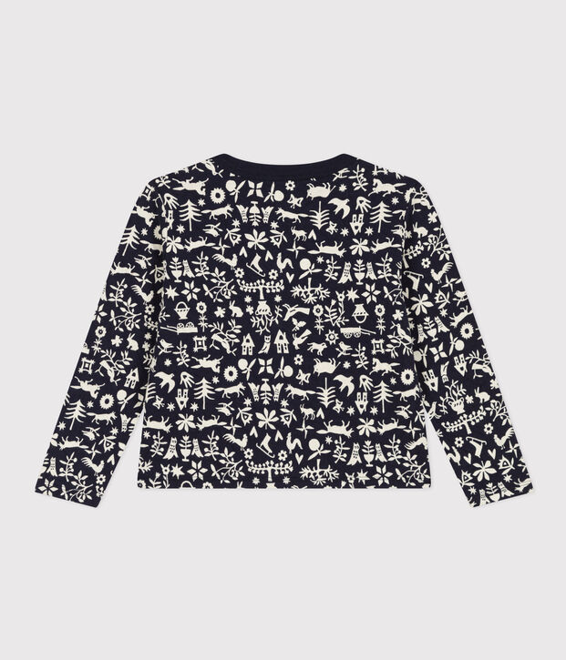C&aacute;rdigan estampado de tejido t&uacute;bico acolchado de ni&ntilde;a azul/crudo