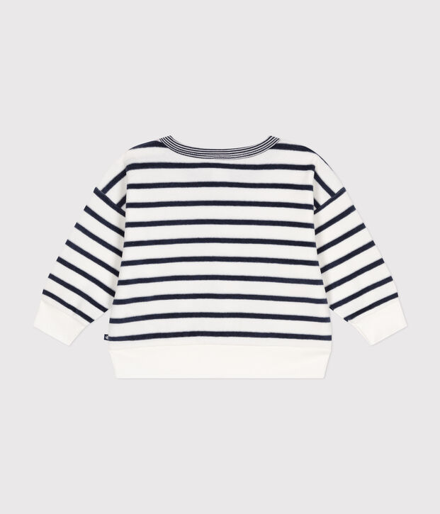 Sudadera de rizo aterciopelado para beb&eacute; blanco/azul