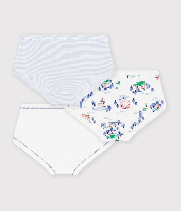 Juego de braguitas infantiles de algod&oacute;n de talle alto con estampado de Par&iacute;s multicolor