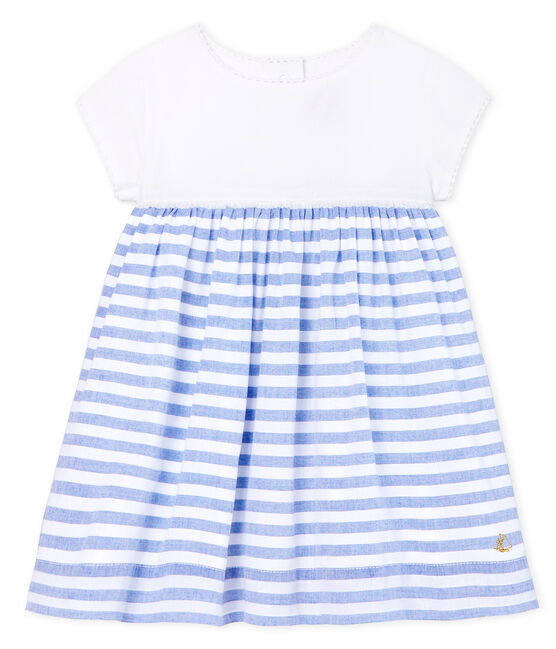 Vestido de manga corta para bebé niña blanco MARSHMALLOW/azul RIYADH