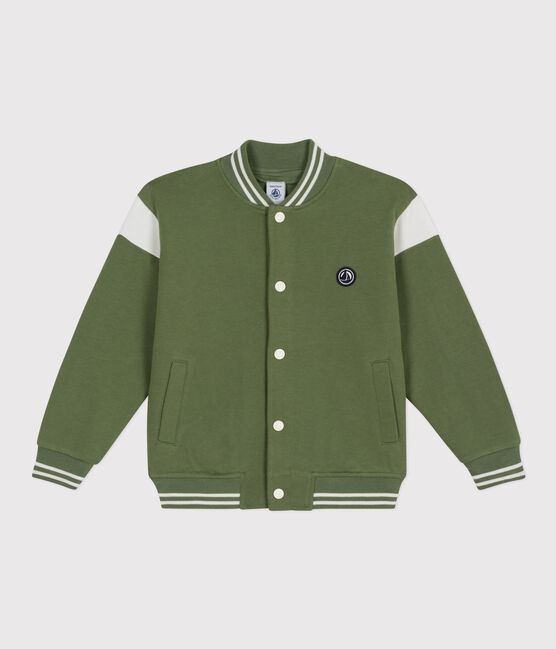 Chaqueta teddy infantil de algodón verde OLIVINE/ MILK