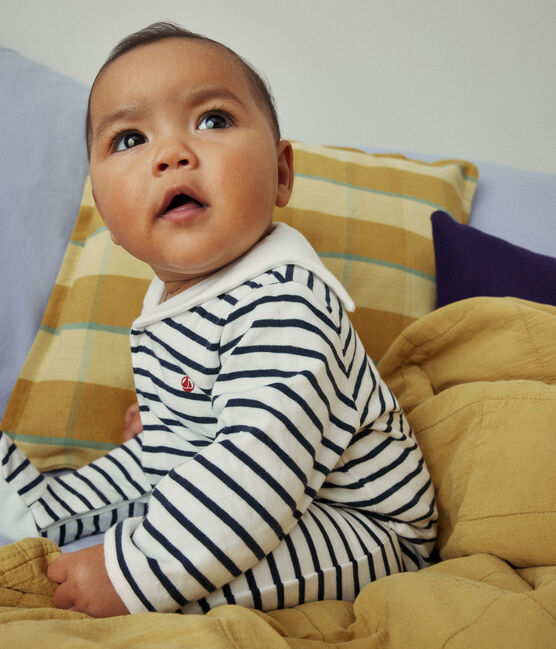 Pijama de túbico para bebé blanco MARSHMALLOW/azul SMOKING