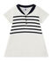 Vestido bebé niña en jersey grueso blanco MARSHMALLOW/azul SMOKING