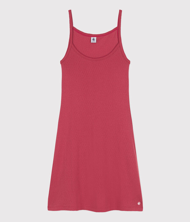 Camis&oacute;n liso de algod&oacute;n calado para mujer rosa
