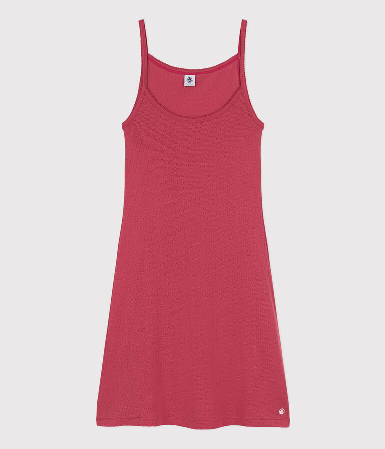 Camis&oacute;n liso de algod&oacute;n calado para mujer rosa
