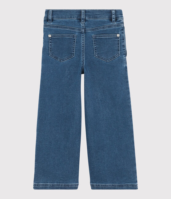 Pantalón de campana de tejido vaquero ecológico de niña azul DENIM BLEU DELAVE