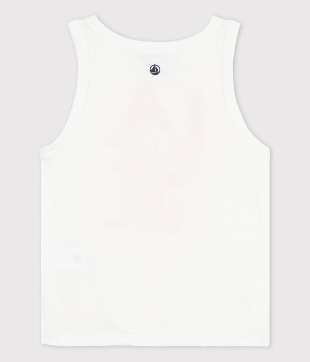 Camiseta de tirantes de algod&oacute;n de ni&ntilde;a blanco