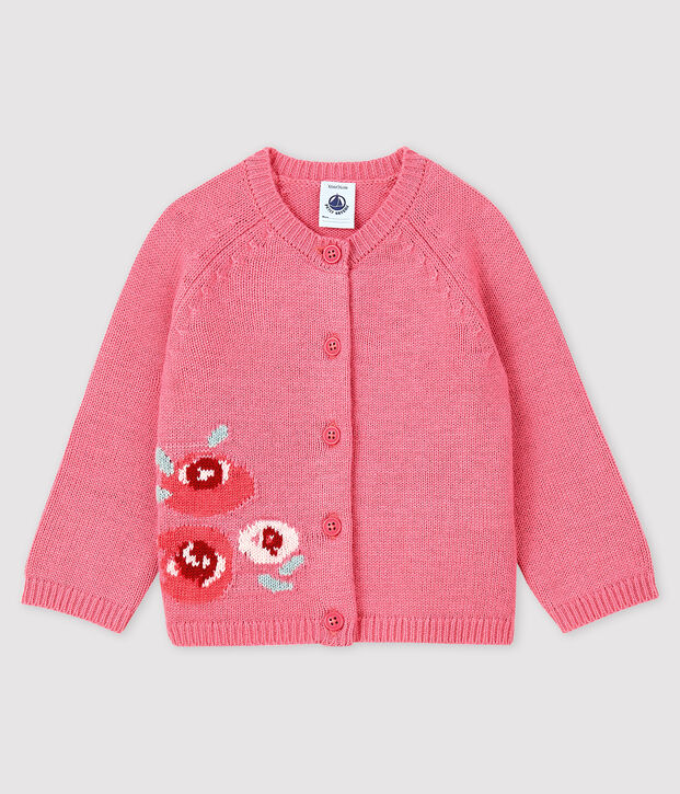 C&aacute;rdigan con Jacquard para beb&eacute; ni&ntilde;a rosa
