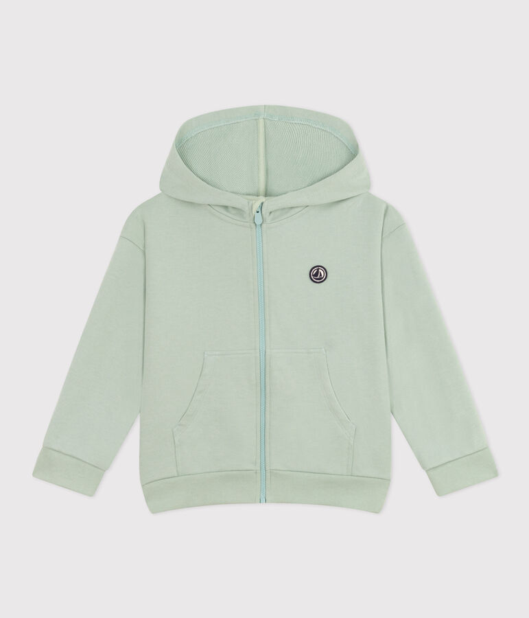 Sudadera de felpa con cremallera y capucha para ni&ntilde;o verde