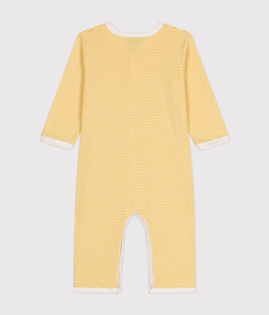 Pijamas de bebé de manga larga sin pies de algodón amarillo BLE/blanco MARSHMALLOW