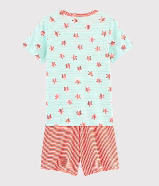 Pijama de rayas y estrellas para niño con acanalado blanco MARSHMALLOW/blanco MULTICO