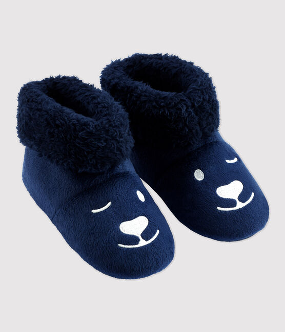 Pantuflas de osos de niña/niño de tejido polar azul MEDIEVAL