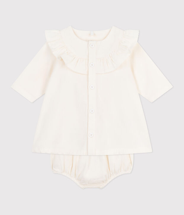 Vestido de ceremonia de pana con bordado y pololo para beb&eacute; MILK