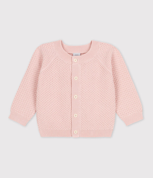 C&aacute;rdigan de punto tricotado de algod&oacute;n para beb&eacute; rosa