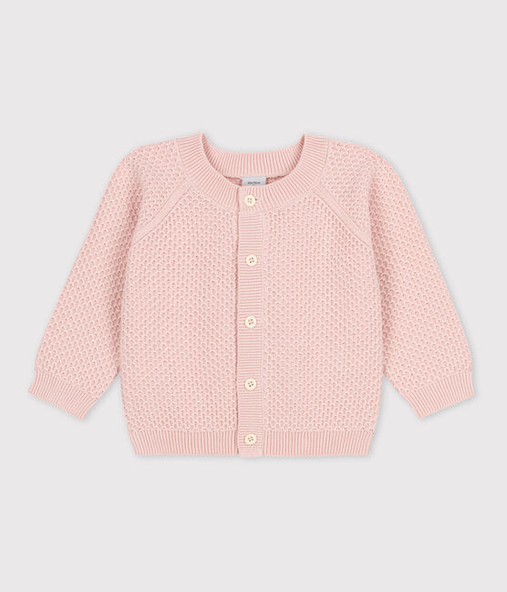 Cárdigan de punto tricotado de algodón para bebé rosa SALINE