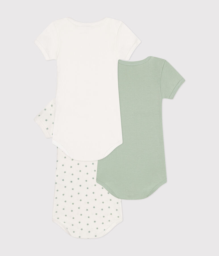 Juego de 3 bodis de algod&oacute;n de manga corta para beb&eacute; multicolor