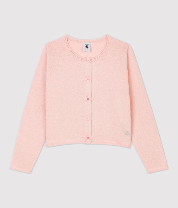 C&aacute;rdigan de algod&oacute;n de ni&ntilde;a rosa/gris