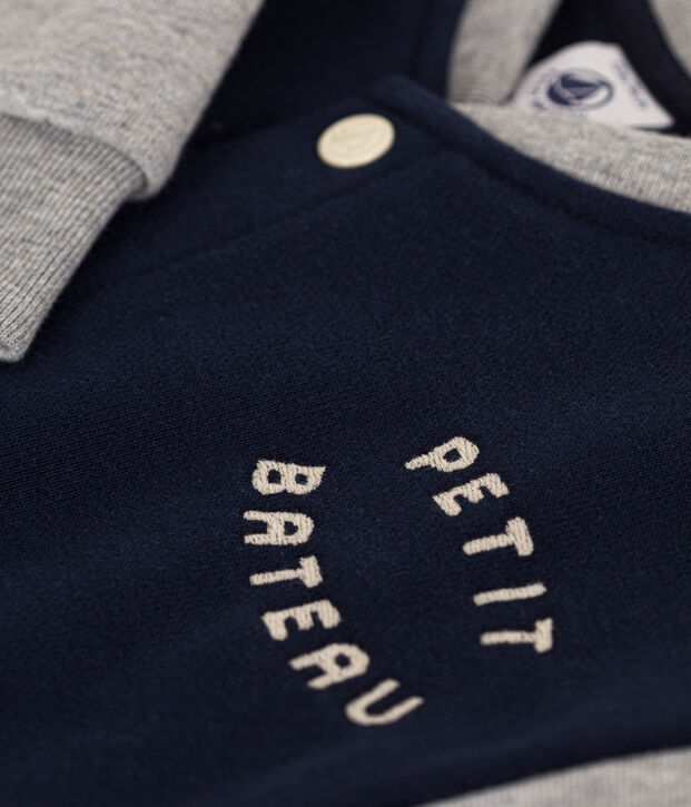 Chaqueta teddy de felpa para beb&eacute; azul/gris