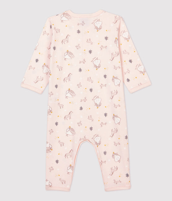 Pelele de bebé con estampado de princesa de algodón rosa FLEUR/blanco MULTICO