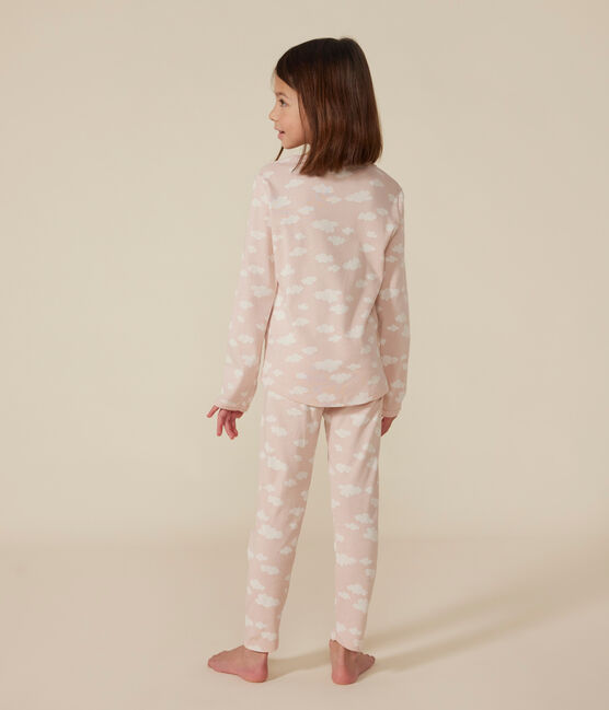Pijama infantil de algodón con estampado de nubes SALINE/ MARSHMALLOW