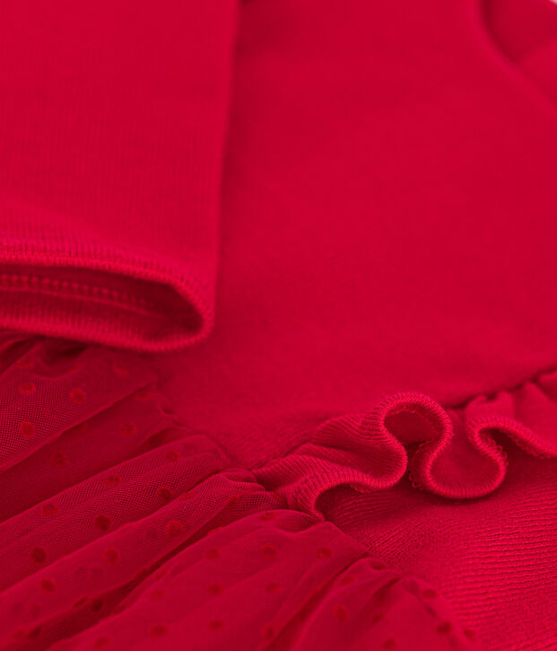 Vestido de algod&oacute;n y tul para beb&eacute; rojo