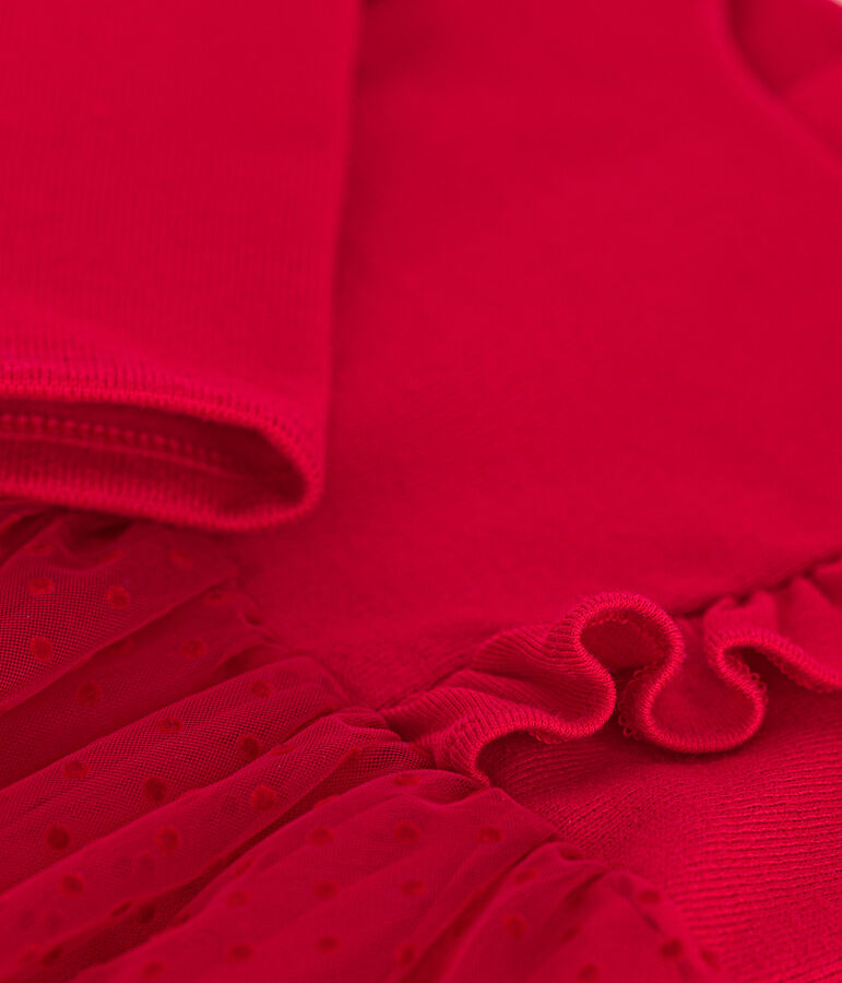 Vestido de algod&oacute;n y tul para beb&eacute; rojo