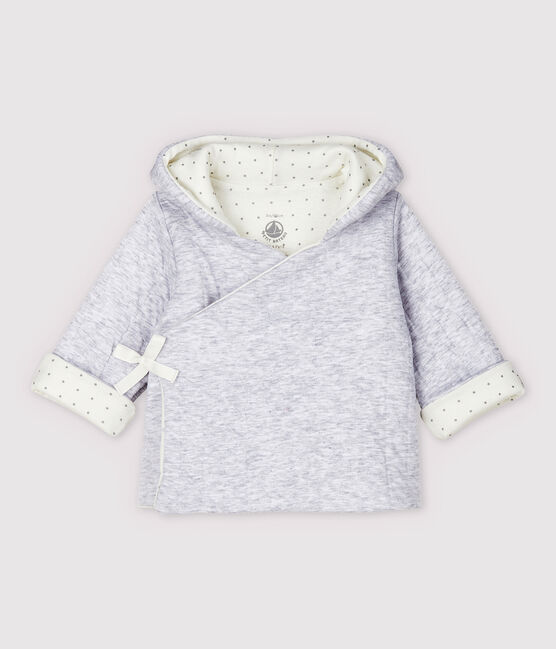 Chaqueta con capucha gris de bebé de tejido tubular acolchado de algodón ecológico gris POUSSIERE CHINE