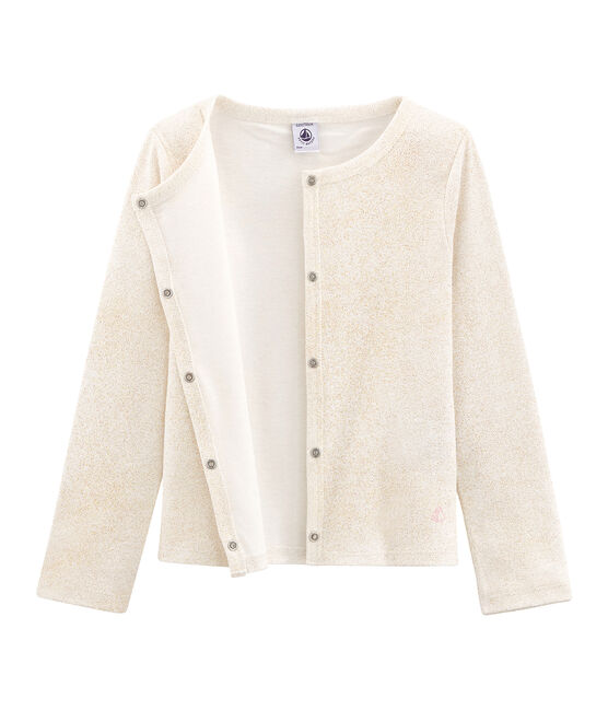 Cárdigan infantil para niña blanco MARSHMALLOW/rosa COPPER