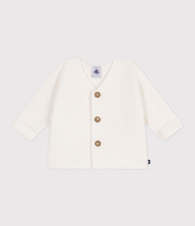 C&aacute;rdigan de algod&oacute;n liso para beb&eacute; (unisex) blanco