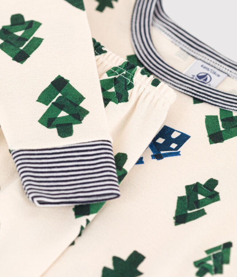 Pijama de algod&oacute;n ajustado para ni&ntilde;o/ni&ntilde;a crudo/azul/multicolor